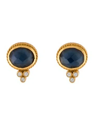 Pre-owned Julie Vos Crystal & Glass Mirren Luxe Stud Earrings In Transparent