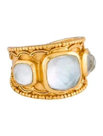 Pre-owned Julie Vos Crystal & Mother Of Pearl Cocktail Ring In Multi