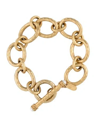 Pre-owned Julie Vos Crystal & Pearl Catalina Link Bracelet, 6.5" In Multicolor