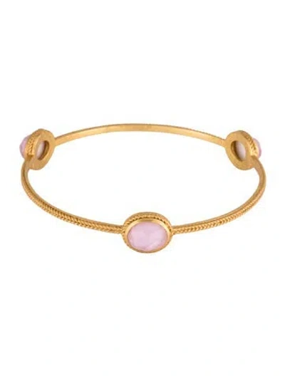 Pre-owned Julie Vos Crystal Bangle Bracelet, 8.75" In Pink
