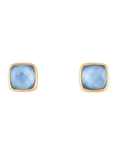 Pre-owned Julie Vos Crystal 'catalina' Stud Earrings In Blue