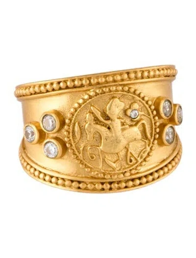 Pre-owned Julie Vos Crystal Coin Crest Cocktail Ring In Multicolor