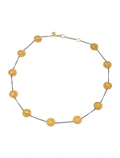 Pre-owned Julie Vos Crystal Coin Station Necklace, .25" In Transparent