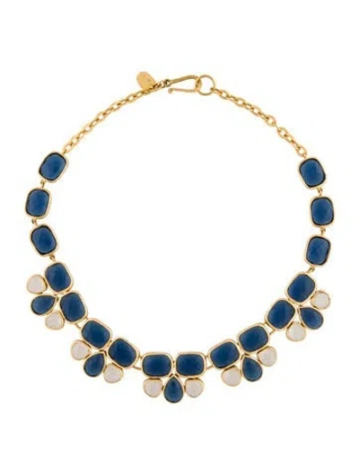 Pre-owned Julie Vos Crystal Collar Necklace, 17.5" In Blue