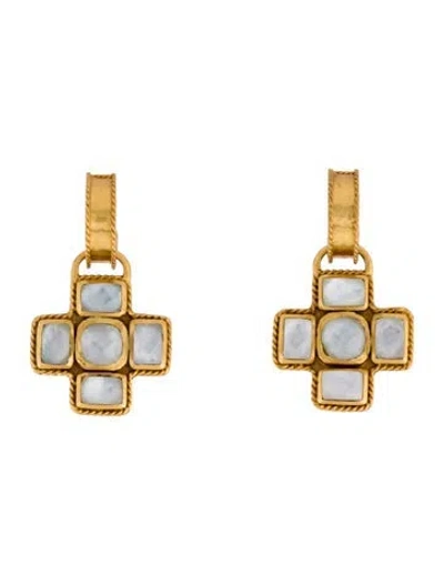 Pre-owned Julie Vos Crystal Drop Earrings In Multi