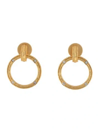 Pre-owned Julie Vos Crystal Drop Hoop Earrings In Multi