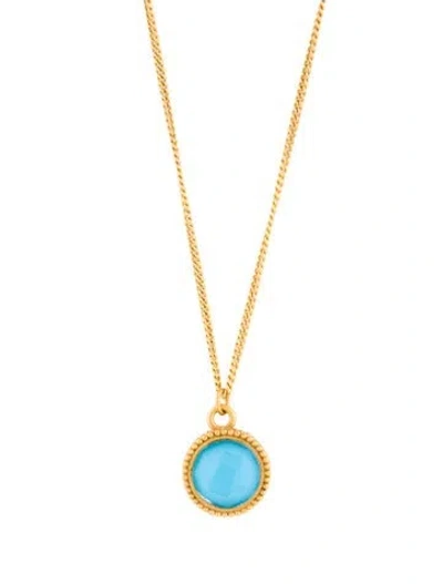 Pre-owned Julie Vos Crystal Fleur-de-lis Solitaire Pendant Necklace, 18" In Blue