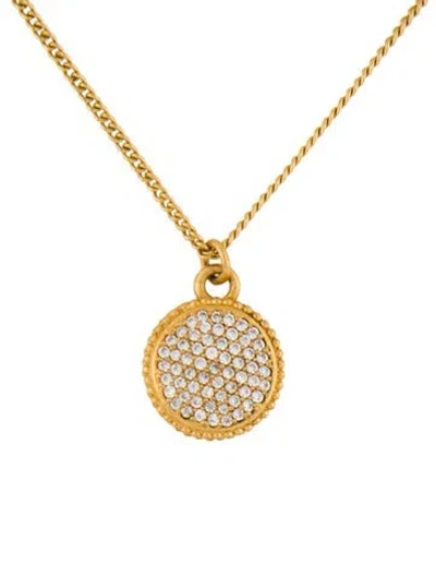 Pre-owned Julie Vos Crystal Fleur-de-lis Solitaire Pendant Necklace, 18.25" In Multicolor
