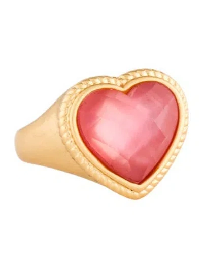 Pre-owned Julie Vos Crystal Heart Cocktail Ring In Pink