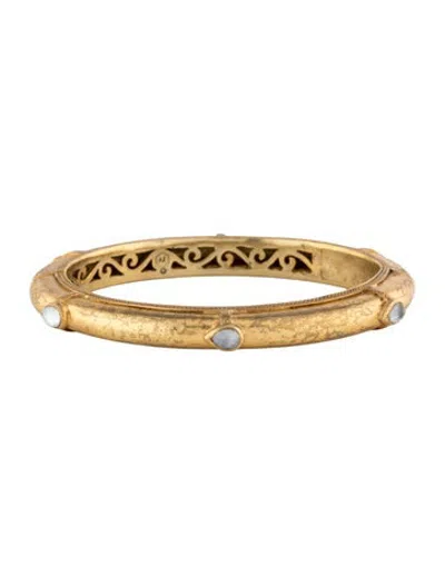 Pre-owned Julie Vos Crystal Hinged Bangle Bracelet, 7.5" In Multicolor