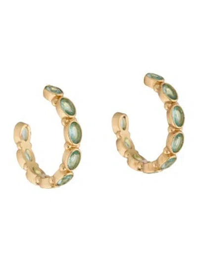 Pre-owned Julie Vos Crystal Hoop Earrings In Green
