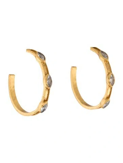 Pre-owned Julie Vos Crystal Hoop Earrings In Multicolor