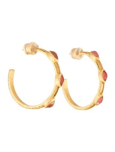 Pre-owned Julie Vos Crystal Hoop Earrings In Pink