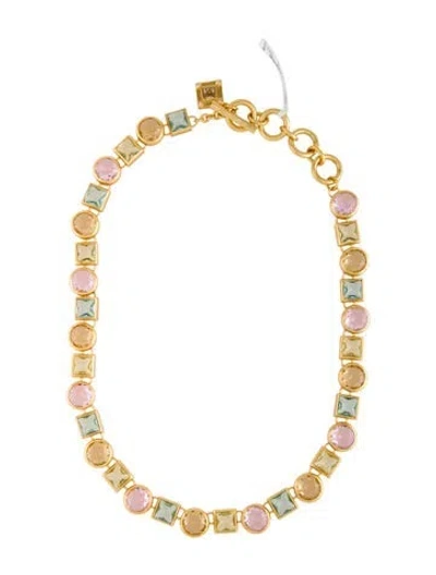 Pre-owned Julie Vos Crystal Jolie Tennis Collar Necklace W/ Tags, 19.5" In Blue/clear/green
