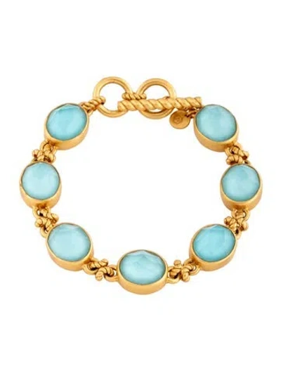 Pre-owned Julie Vos Crystal Link Bracelet, 7" In Blue