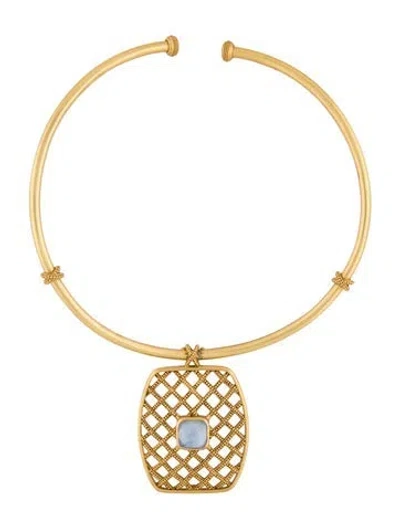 Pre-owned Julie Vos Crystal 'loire' Statement Collar Necklace, 16" In Multi