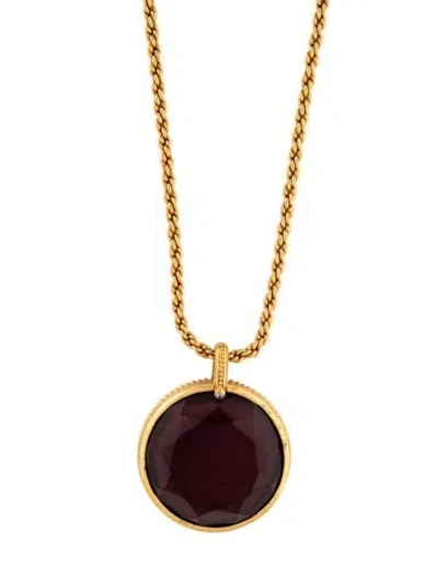 Pre-owned Julie Vos Crystal Long Pendant Necklace, 36" In Red