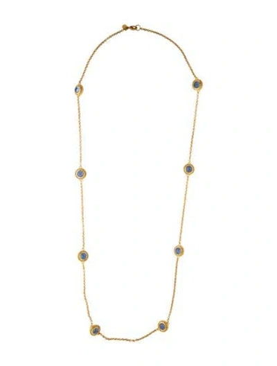 Pre-owned Julie Vos Crystal Long Station Necklace, 35.75" In Blue
