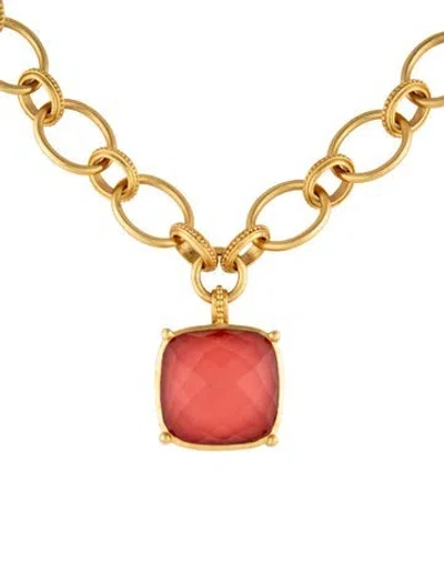 Pre-owned Julie Vos Crystal Pendant Necklace, 19.5" In Pink