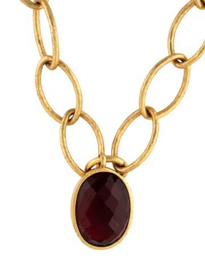 Pre-owned Julie Vos Crystal Pendant Necklace, 21" In Red