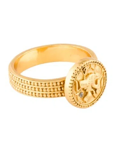 Pre-owned Julie Vos Crystal Signet Ring In Multi