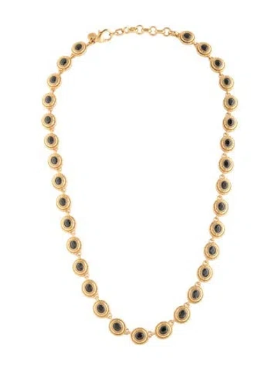 Pre-owned Julie Vos Crystal Station Chain Necklace, 19" In Black