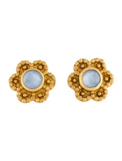 Pre-owned Julie Vos Crystal Stud Earrings In Blue