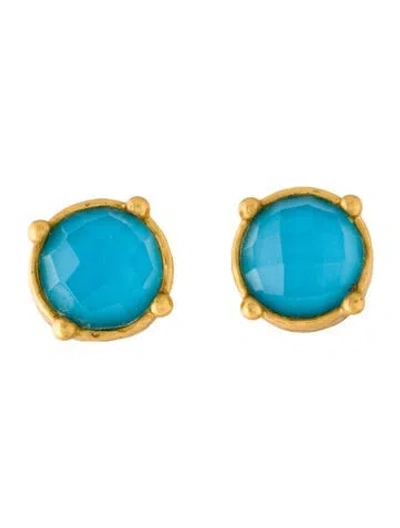 Pre-owned Julie Vos Crystal Stud Earrings In Blue