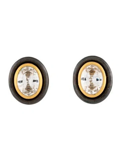 Pre-owned Julie Vos Crystal Tribeca Stud Earrings In Multicolor