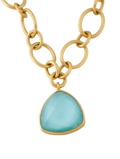Pre-owned Julie Vos Cubic Zirconia & Glass Aquitaine Pendant Necklace, 19" In Blue