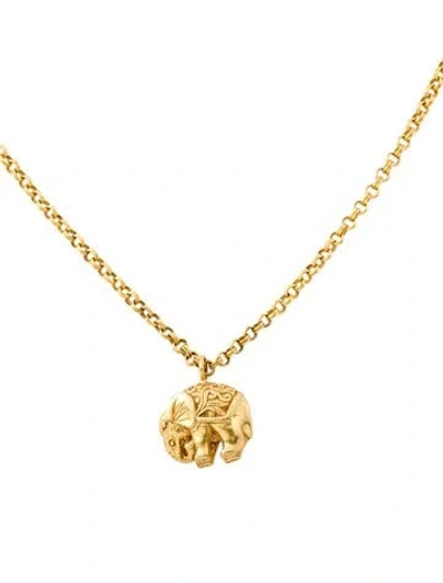 Pre-owned Julie Vos Elephant Pendant Necklace, 36" In Multi
