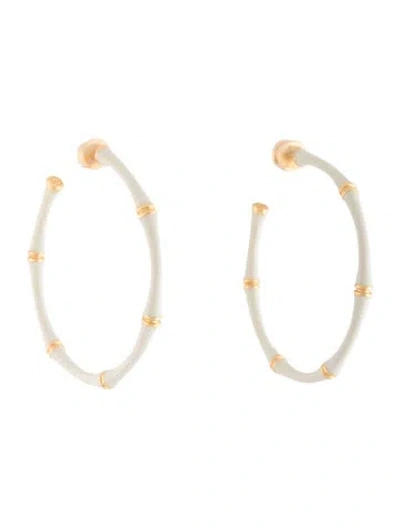 Pre-owned Julie Vos Enamel Bamboo Hoop Earrings In Multicolor