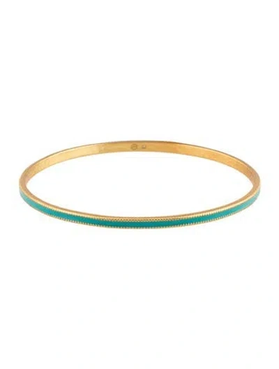 Pre-owned Julie Vos Enamel Medium Bangle Bracelet, 8" In Blue