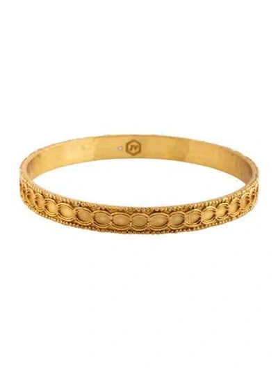 Pre-owned Julie Vos Engraved Bangle Bracelet, 7.75" In Multicolor
