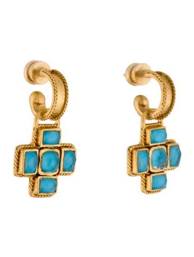 Pre-owned Julie Vos Faceted Glass Savoy Drop Earrings In Blue