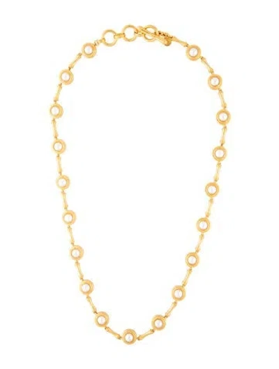 Pre-owned Julie Vos Faux Pearl Bamboo Station Necklace, 20.5" In White