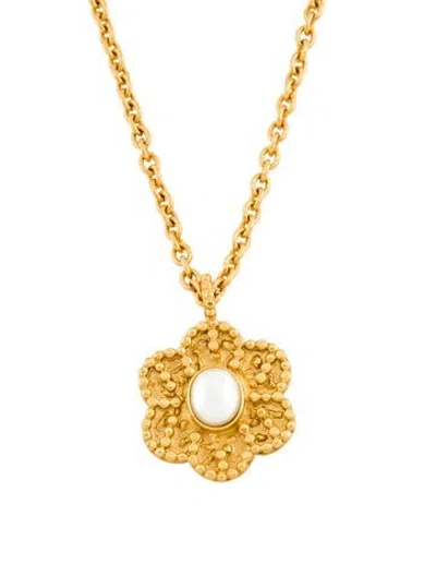 Pre-owned Julie Vos Faux Pearl Colette Pendant Necklace, 24" In Multi