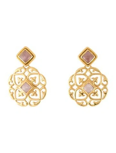 Pre-owned Julie Vos Filigree Drop Earrings In Pink