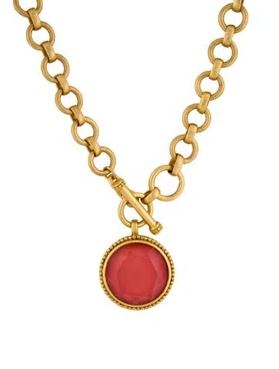 Pre-owned Julie Vos Flora Pendant Necklace, 20.25" In Red