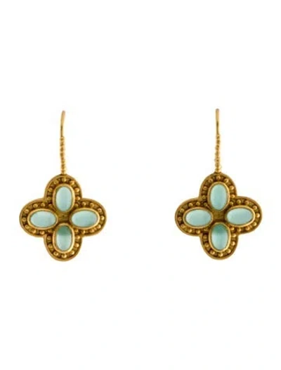 Pre-owned Julie Vos Floral Drop Earrings In Blue