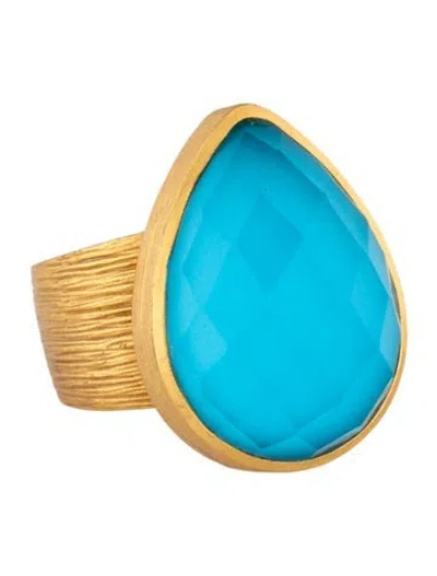 Pre-owned Julie Vos Glass Cocktail Ring In Blue
