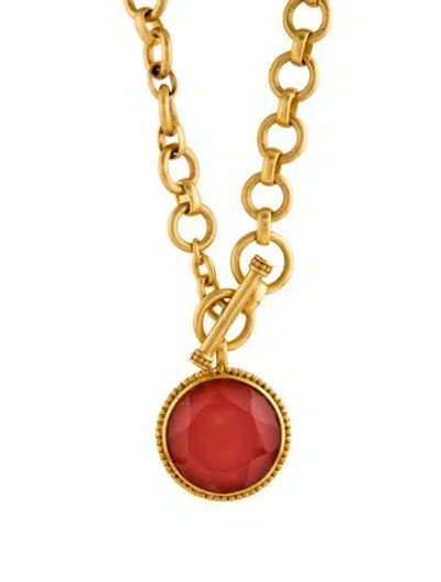 Pre-owned Julie Vos Glass Flora Statement Pendant Necklace, 19.5" In Pink