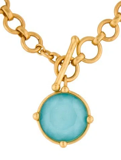 Pre-owned Julie Vos Glass Honeybee Statement Pendant Necklace, 19.5" In Blue