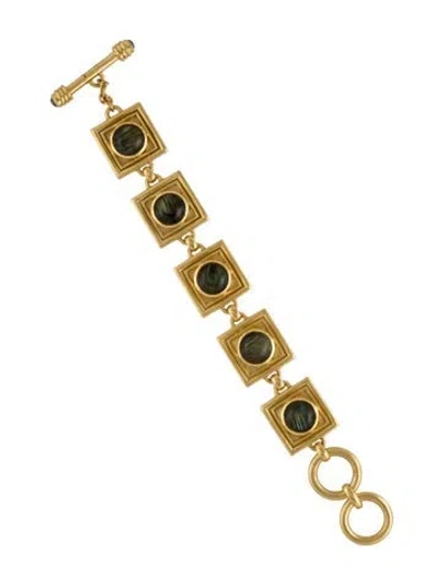 Pre-owned Julie Vos Glass Link Bracelet, 6.5" In Green