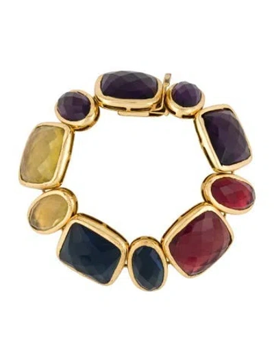 Pre-owned Julie Vos Glass Link Bracelet, 7" In Multi