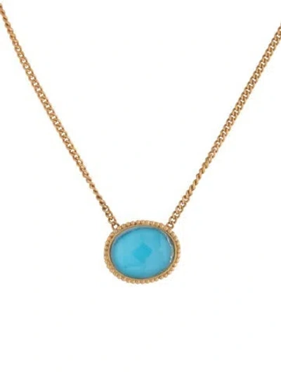 Pre-owned Julie Vos Glass Pendant Necklace, 16.75" In Blue