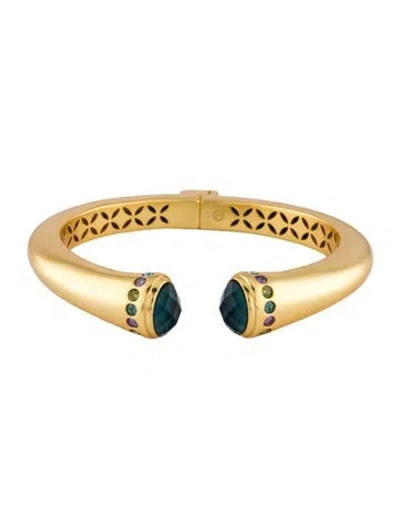 Pre-owned Julie Vos Glass Rainbow Demi Cuff, 7" In Multi