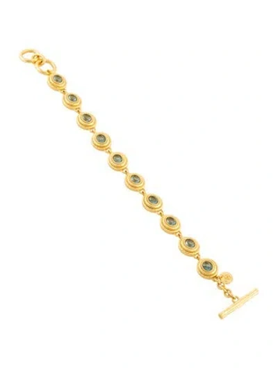 Pre-owned Julie Vos Glass Tudor Tennis Link Bracelet, 6.5" In Blue