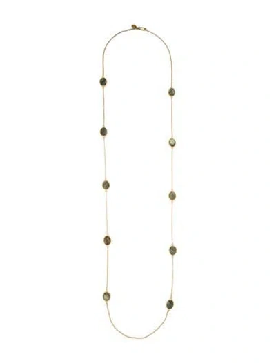 Pre-owned Julie Vos Green Stone Station Necklace, 50" In Multi