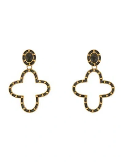 Pre-owned Julie Vos Grey Stone Soho Clover Drop Earrings In Multi